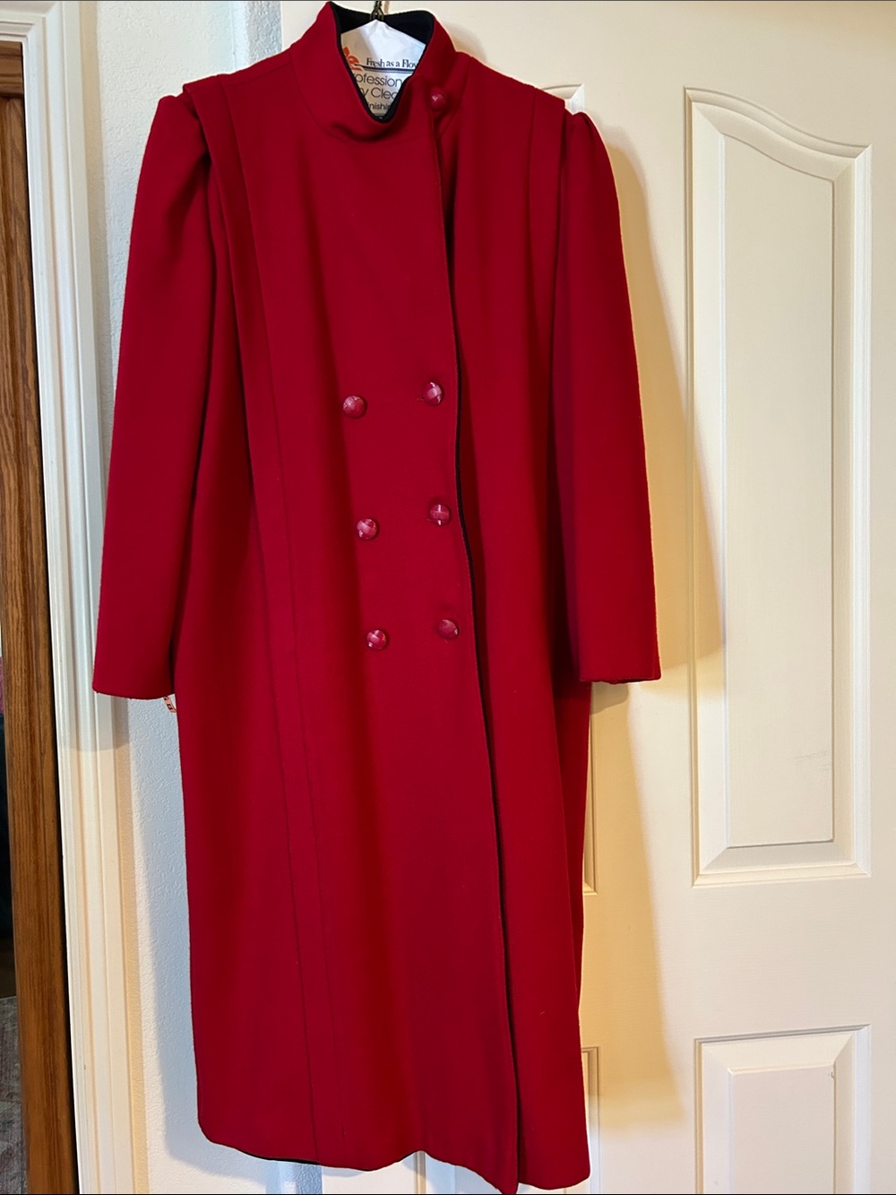 Adrienne Bold Red Double-Breasted Trench Coat